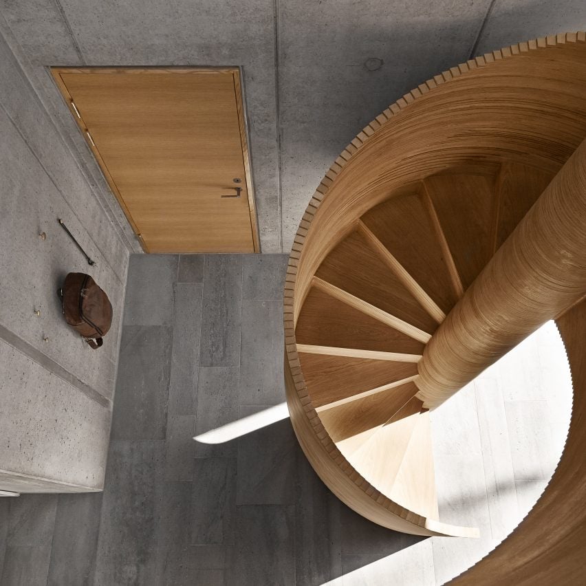 Spiral staircase in Tommy Rand house in Denmark