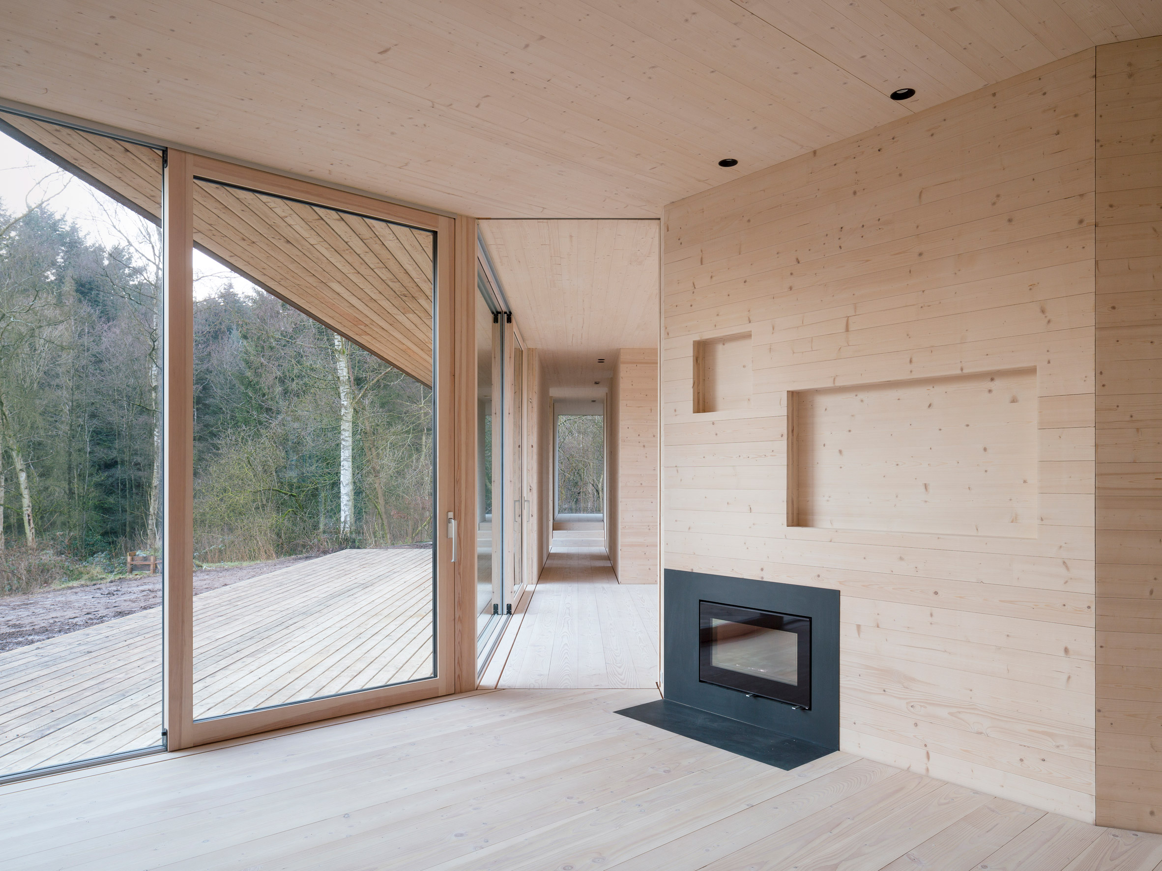 Timber home with fireplace