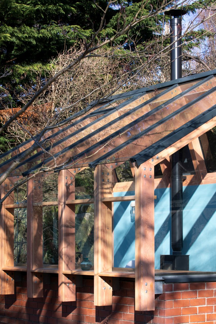 Timber frame of glass garden studio