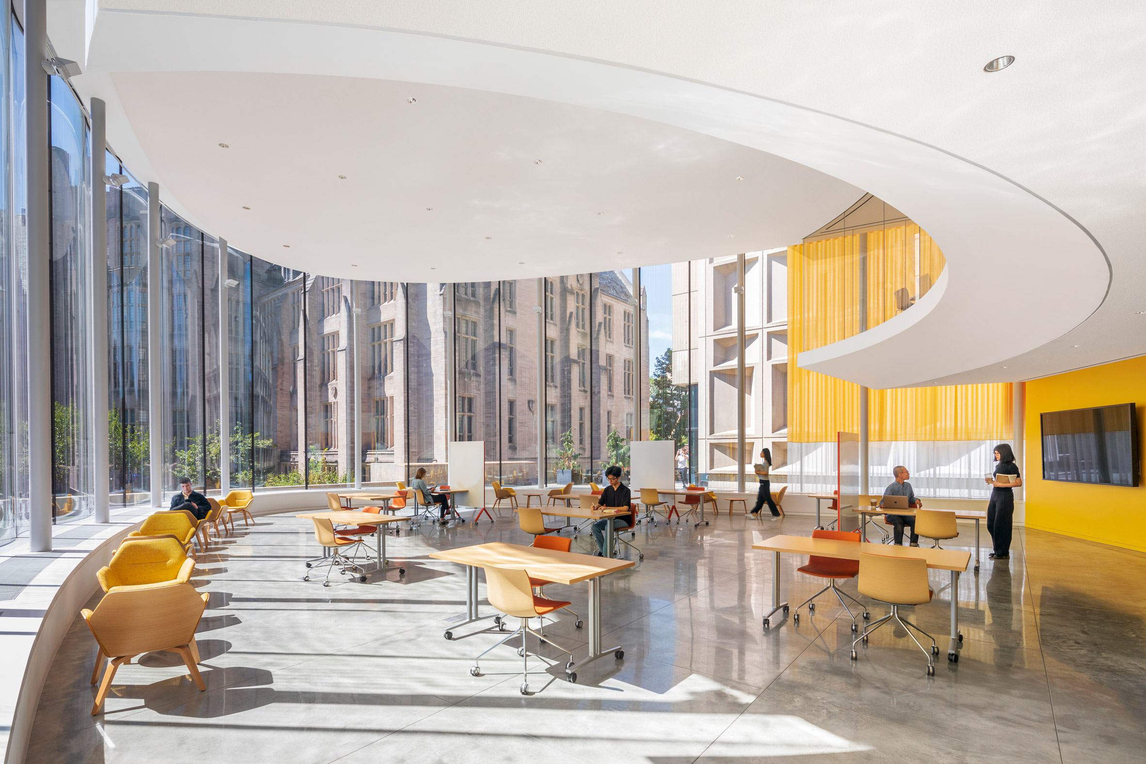Interiors of student centre by Weiss/Manfredi 