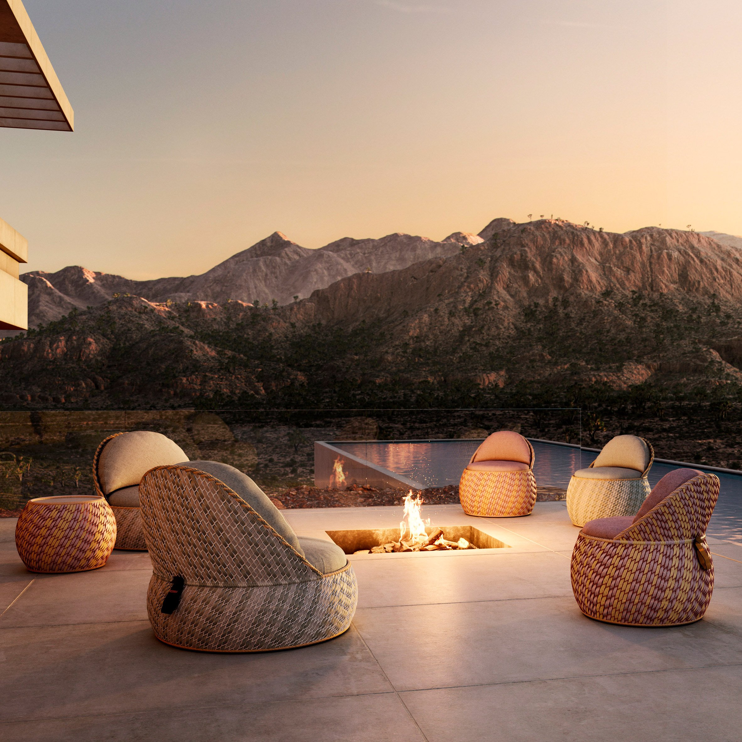 Dala outdoor seating by Stephen Burks for Dedon