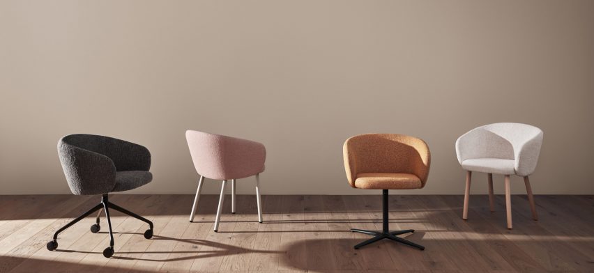 Padded armchairs by Mario Ruiz for Expormim with a swivel, caster and four-legged base