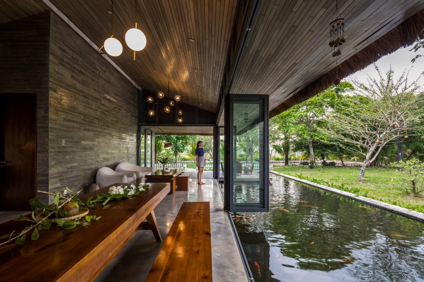 The concrete interiors of a Vietnamese holiday home