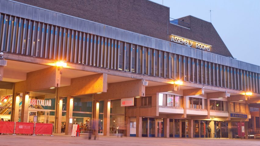 The brutalist Derby Assembly Rooms in Derbyshire
