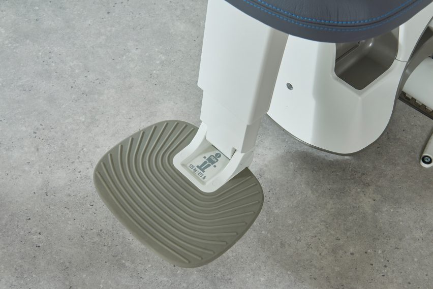 Textured footrest of stairlift by Pearson Lloyd for Access BDD