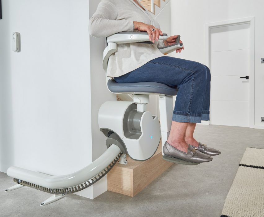 Close-up of person sitting in Flow X stairlift