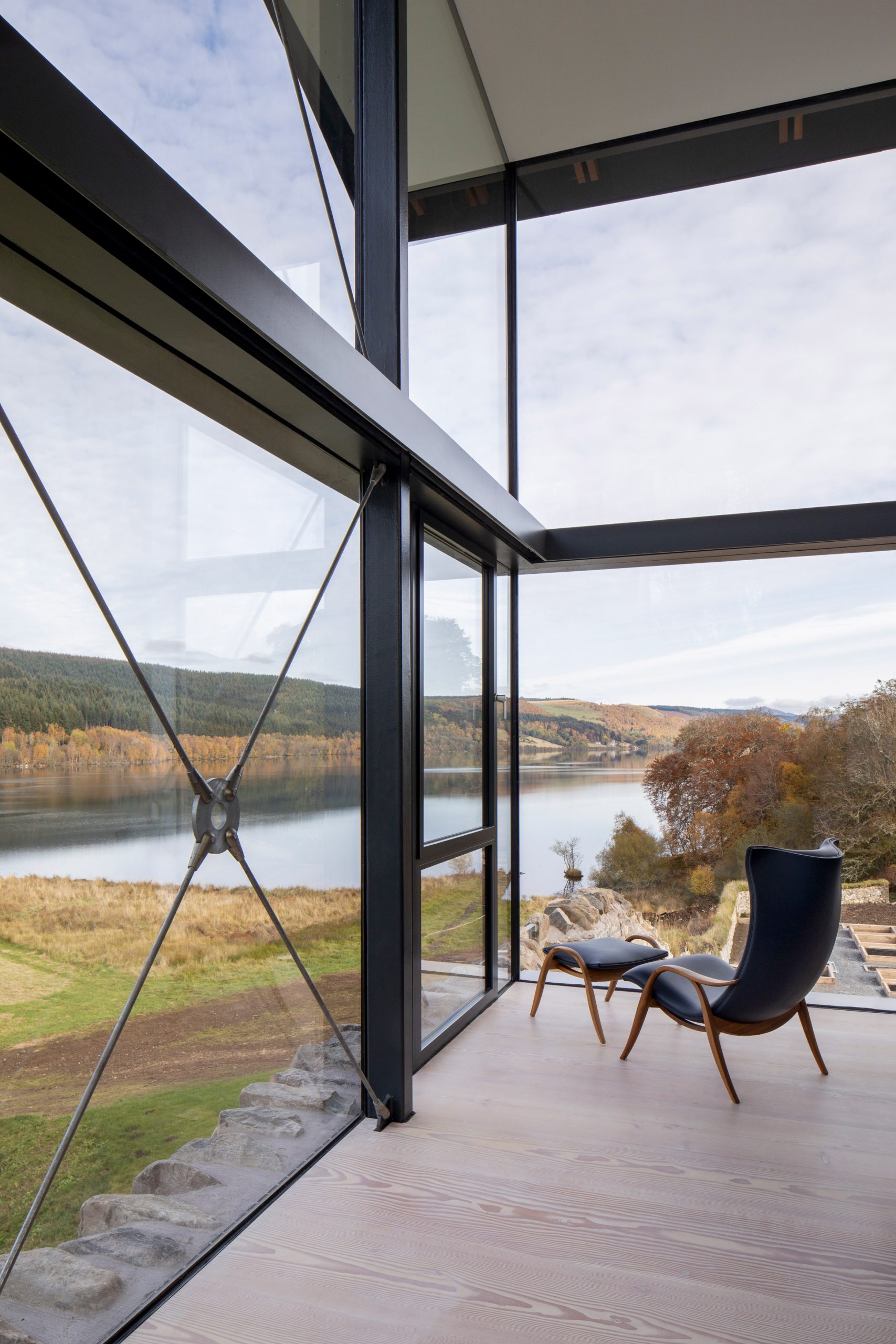 Glass walls in Scottish house
