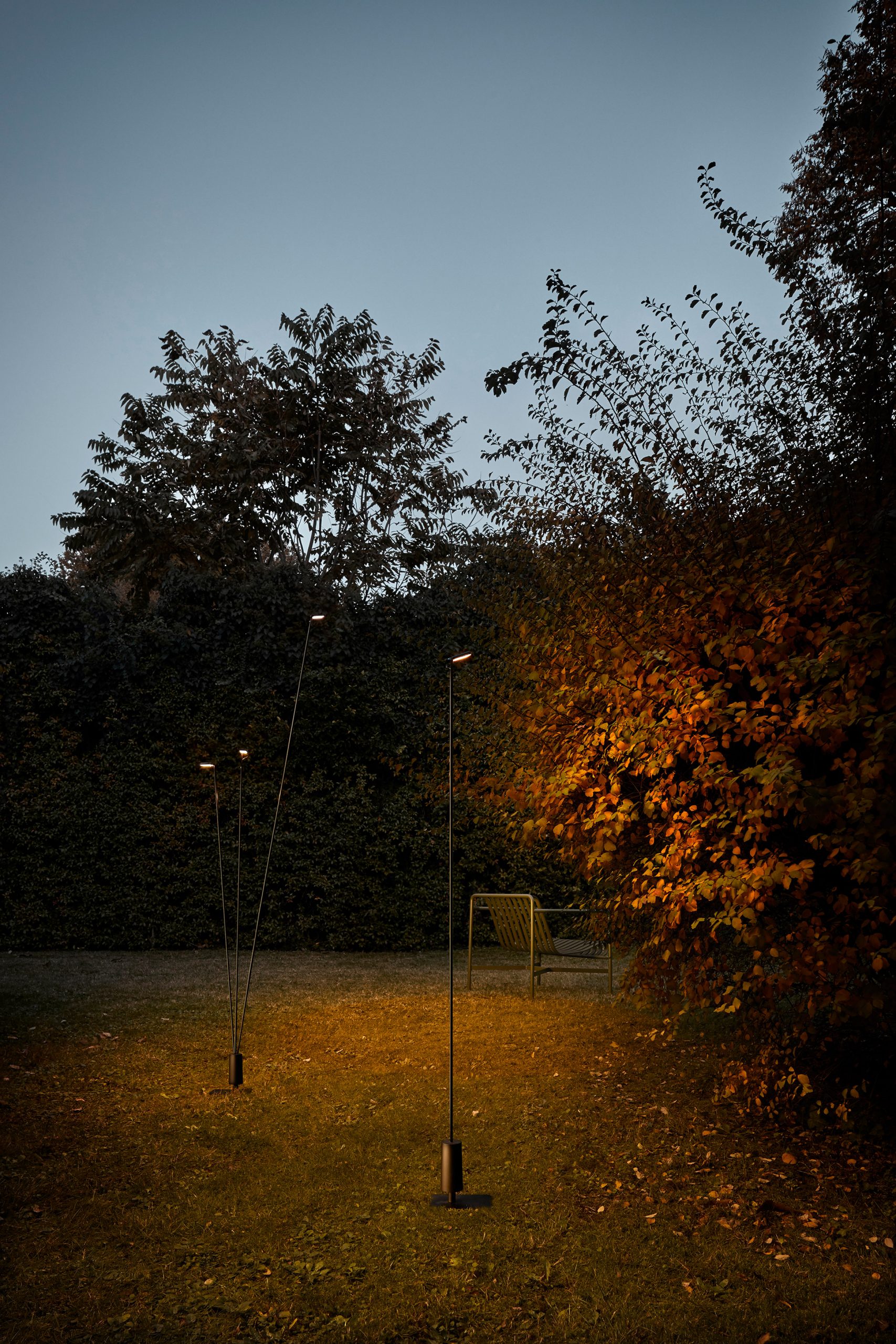 Alessandro Zambelli's Flia outdoor light as a single- and three-stemmed version