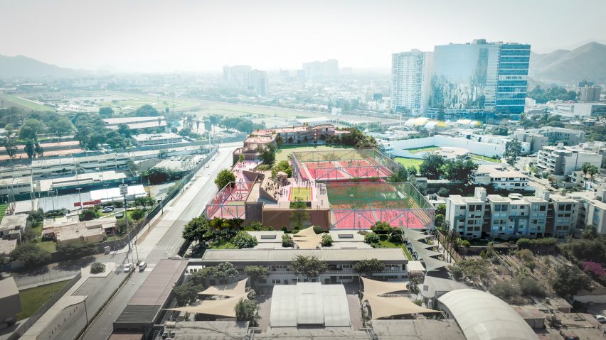An aerial visual of a school in Lima