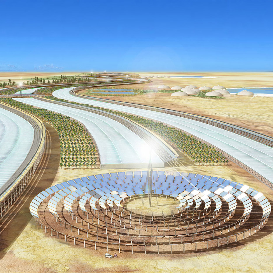 A visual of the Sahara Forest Project by Exploration Architecture