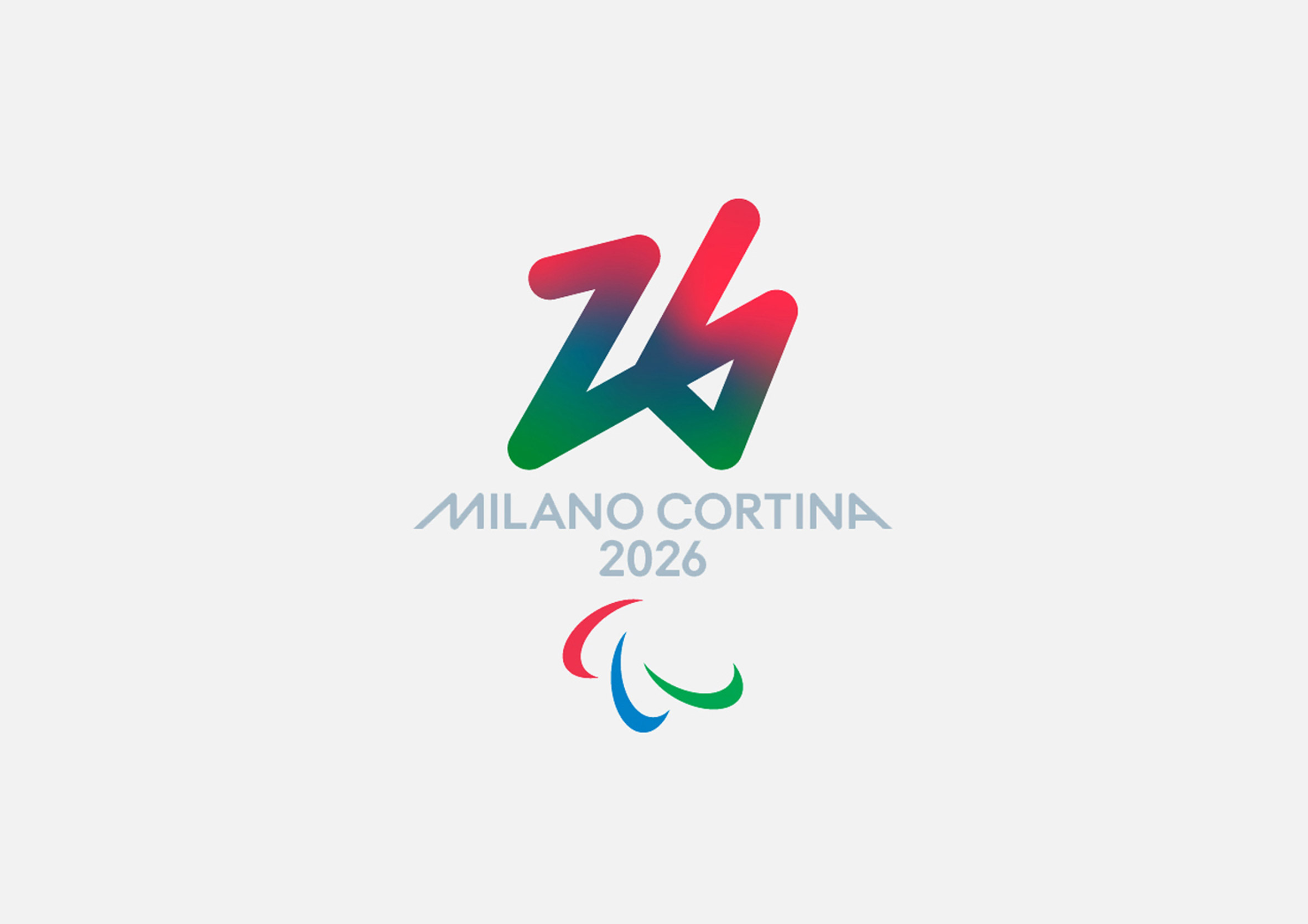 The paralympic logo for the 2026 Winter Olympic Games has a red, blue and green colouring