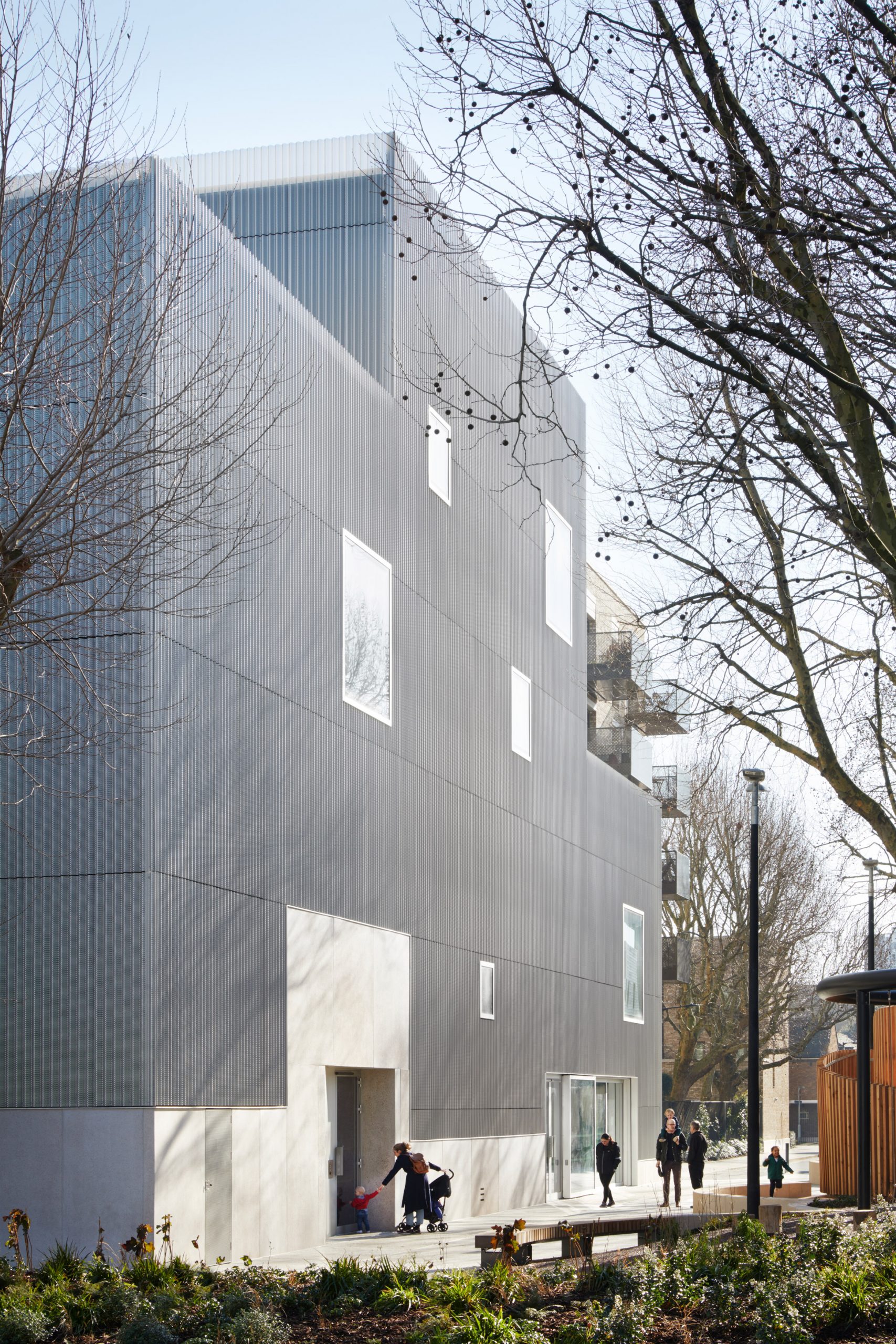 Anodised aluminium-clad building in London