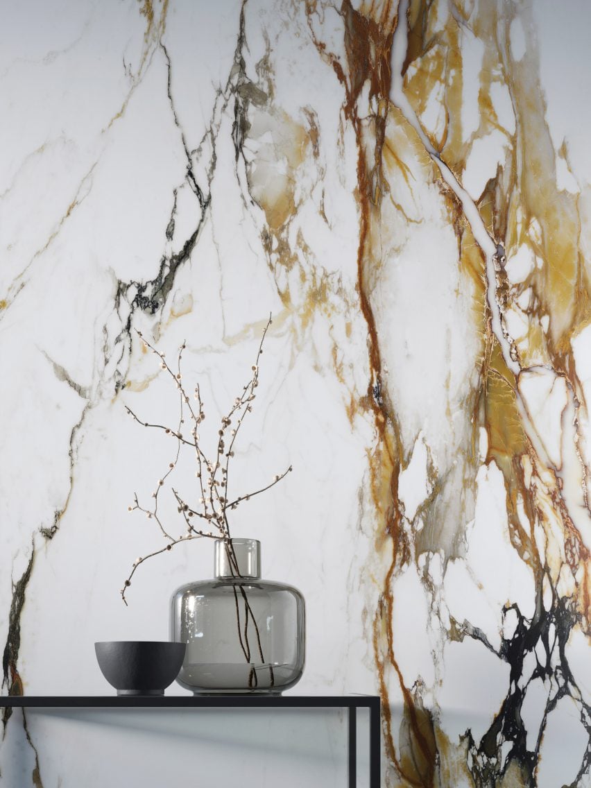 A marble-effect wall covering