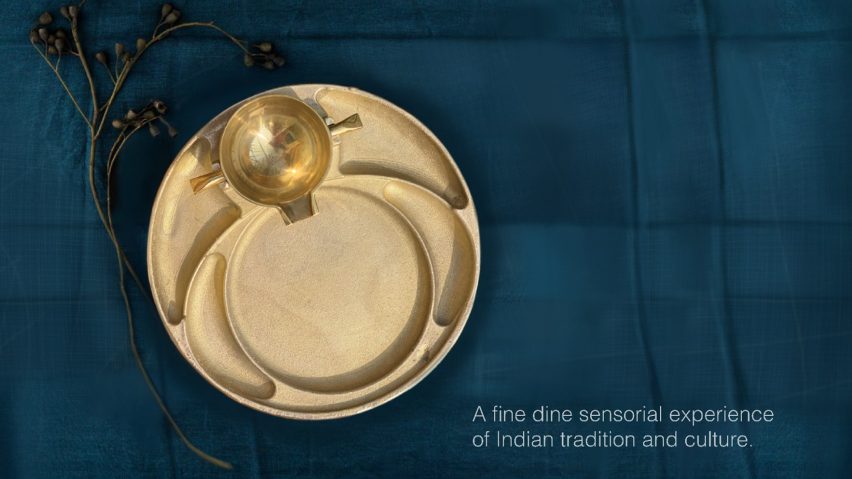 Gold tableware designed for eating with hands