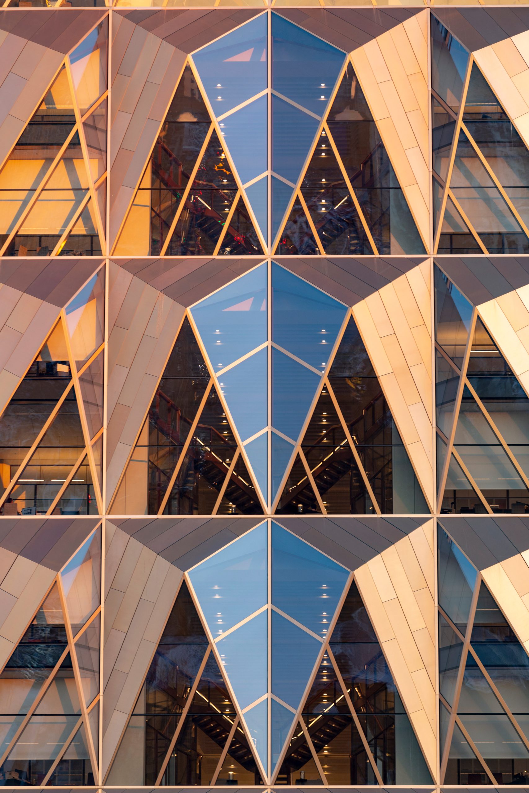 Copper-coloured cladding on office tower