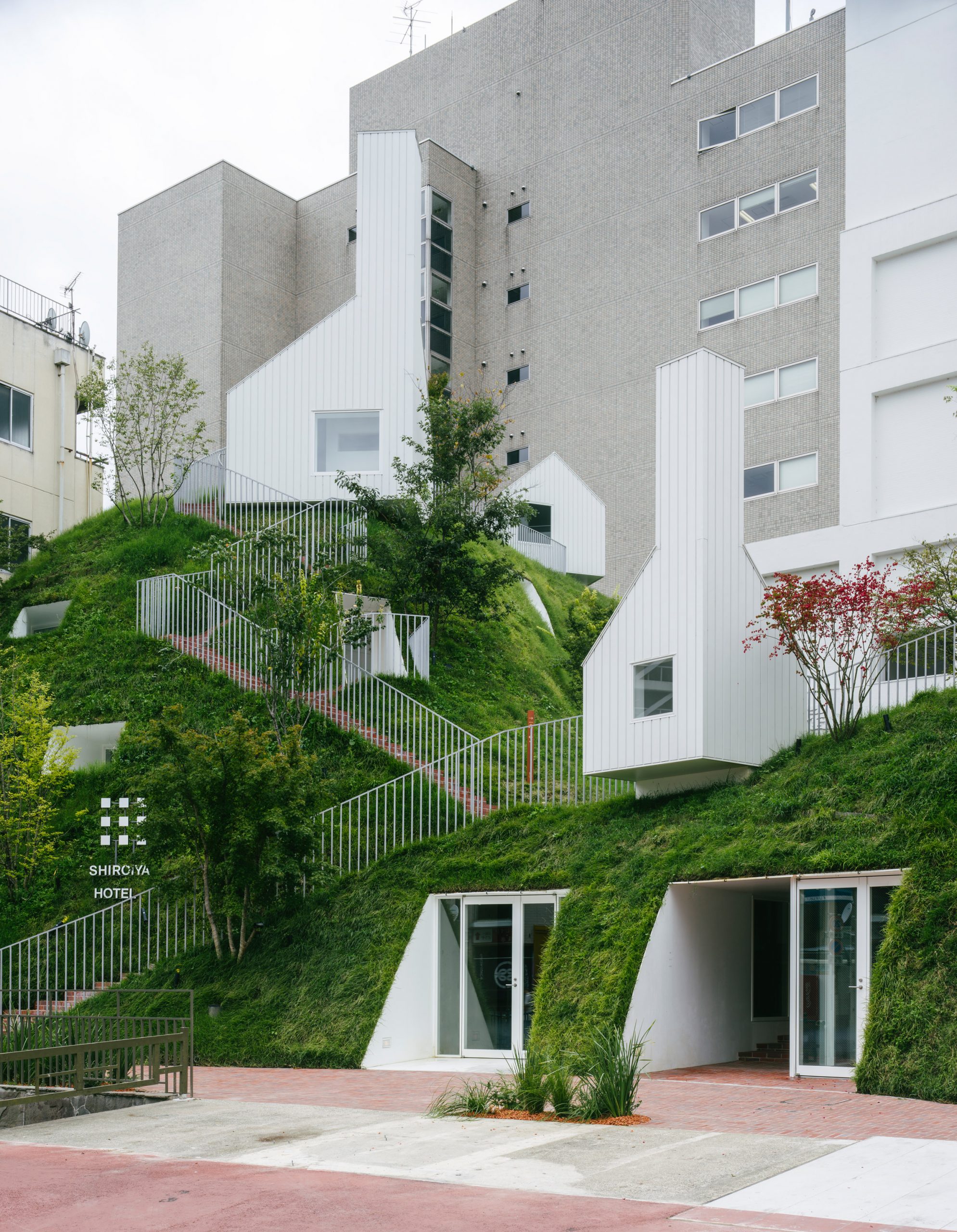Hotel extension covered in grass