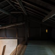 A dark loft inside a Japanese house