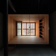 The dark interiors of a old row house in Kyoto