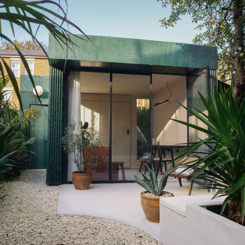 A studio clad in green terrazzo