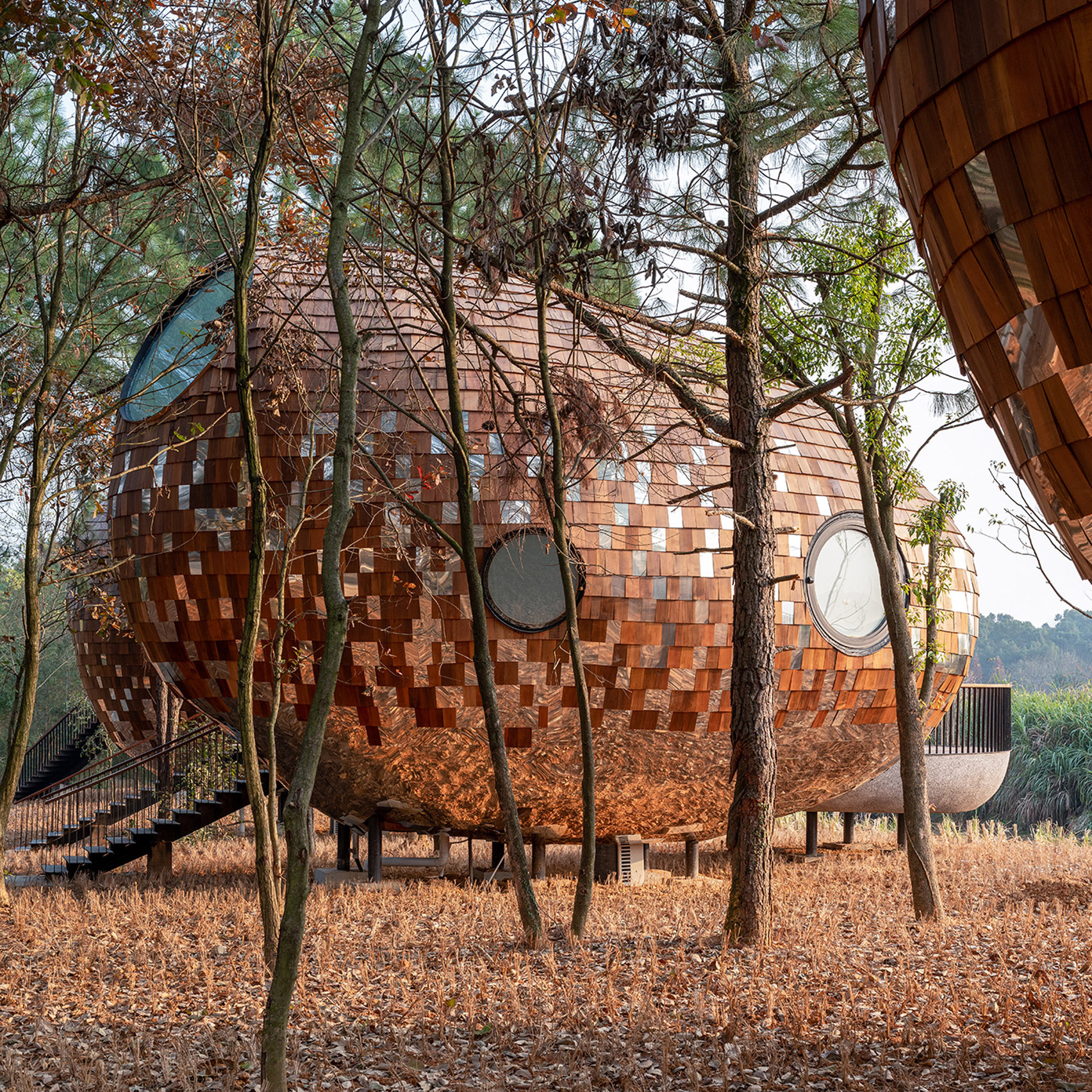 A wooden holiday cabin in China