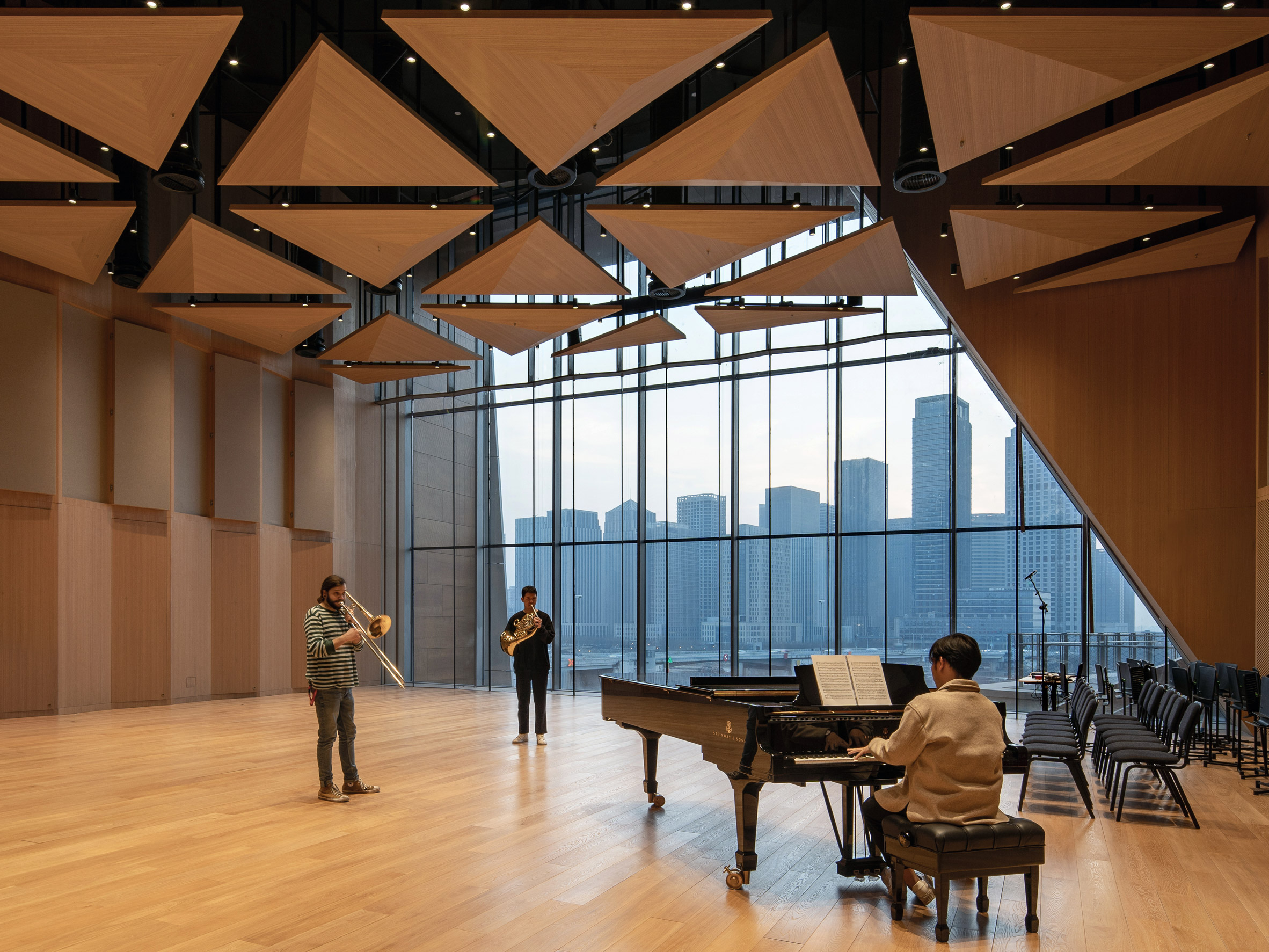 A rehearsal room in Tianjin Juilliard School