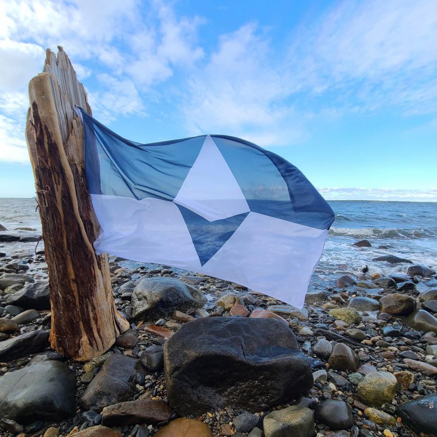 True South Antarctica flag by Evan Townsend shown in Penobscot Bay Maine
