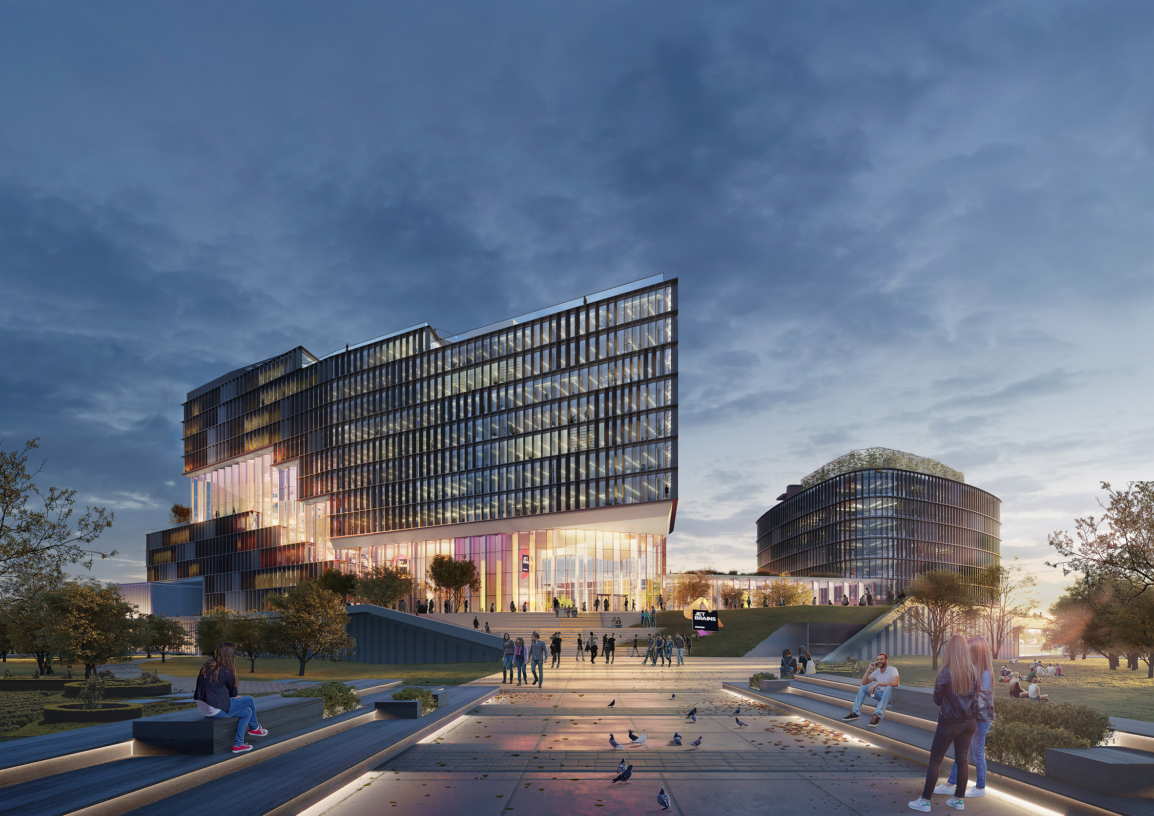 A large courtyard will connect the existing building with the office by UNStudio