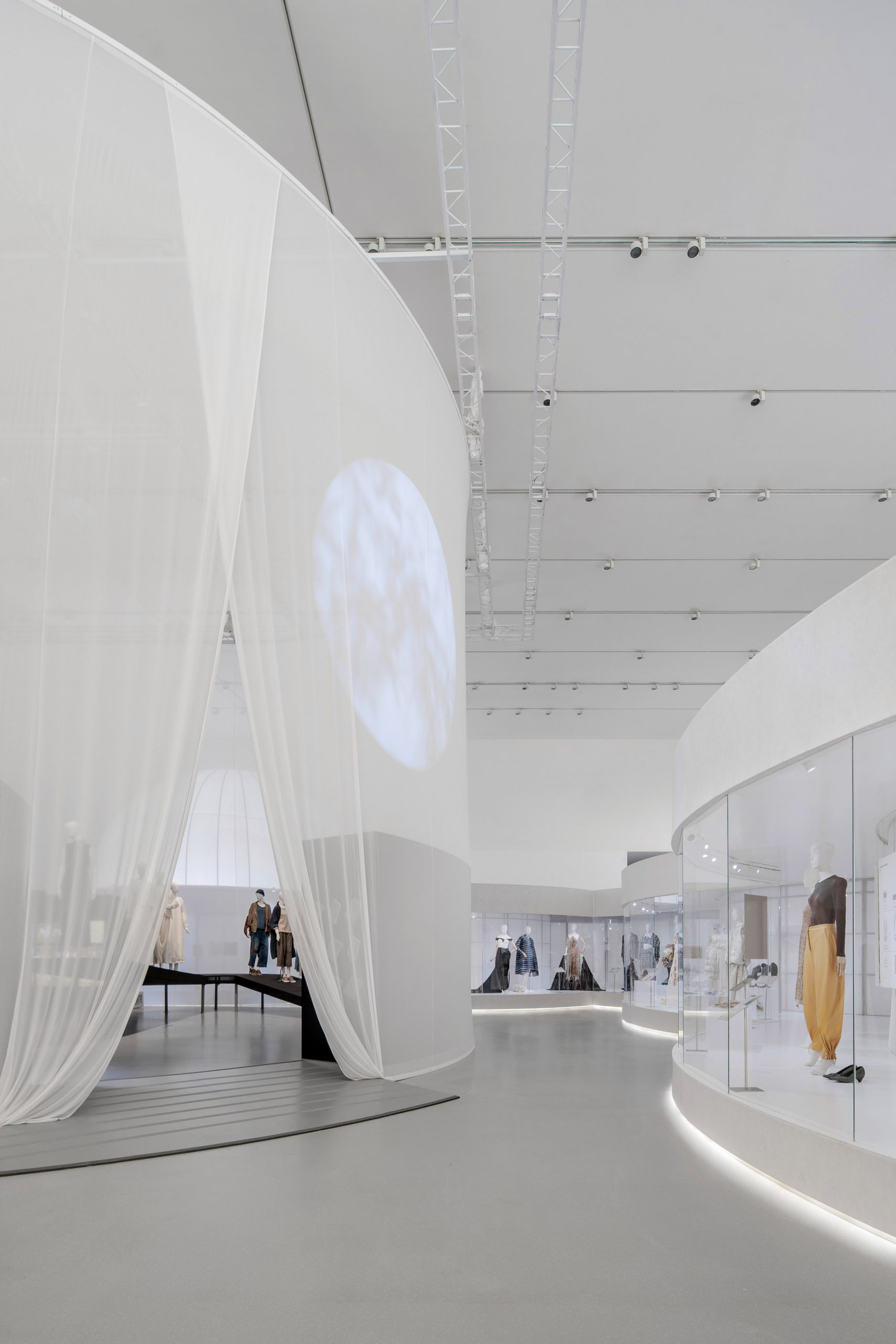 Images are projected onto the translucent fabrics 