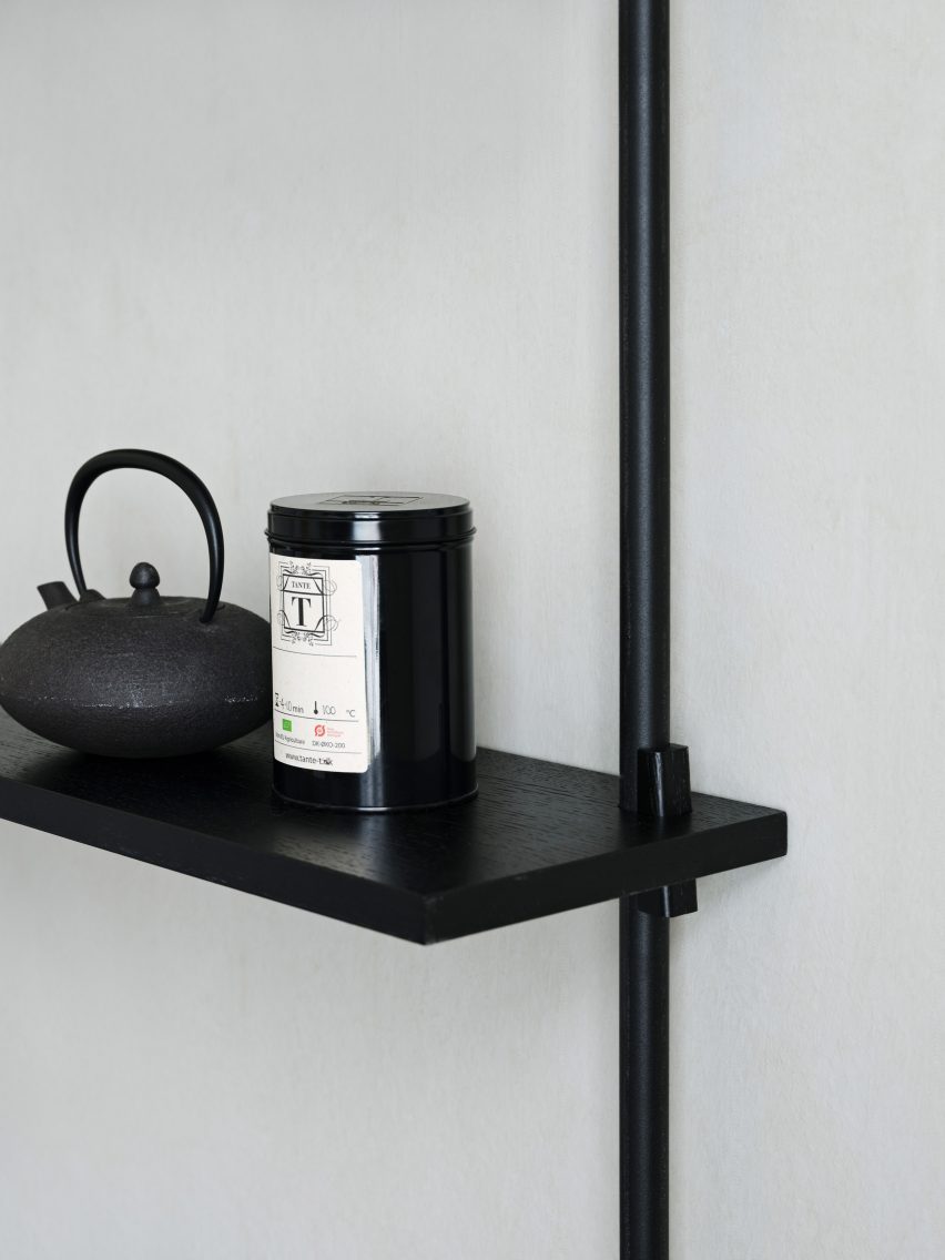 A black shelf