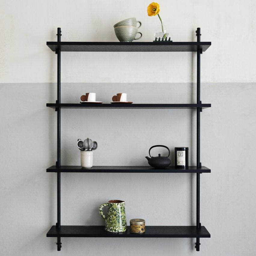 Black wall-mounted shelves