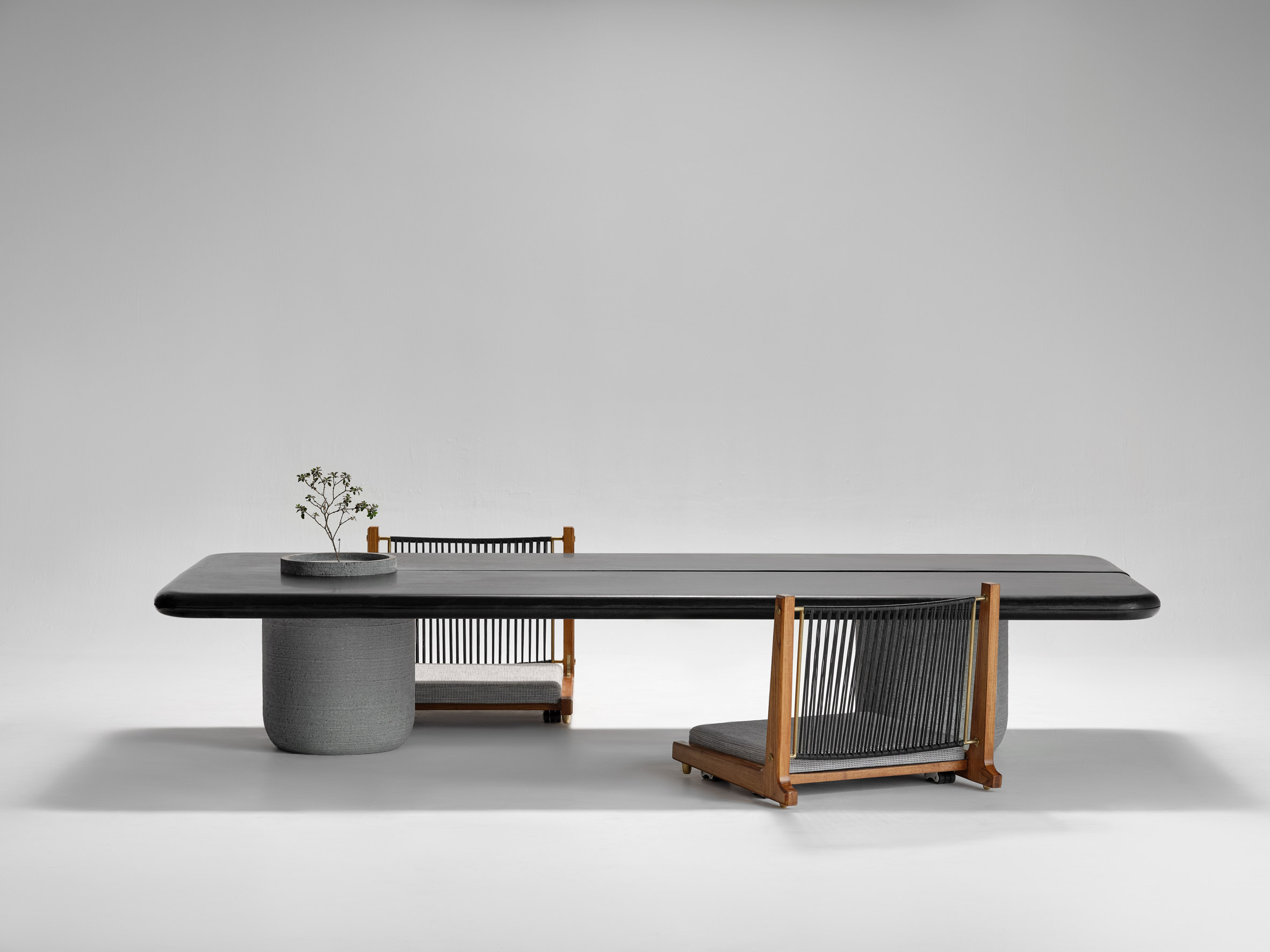 Aayutha dining table and Kelir chair by Amitha Madan and Agrim Singhal for Magari