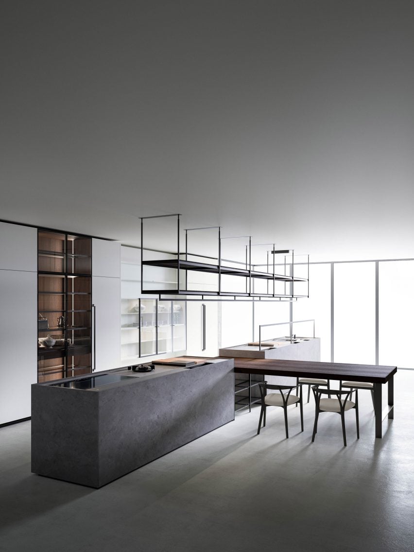 Boffi Combine Evolution kitchen with connected dining table