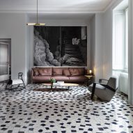 Living room with tiled floor