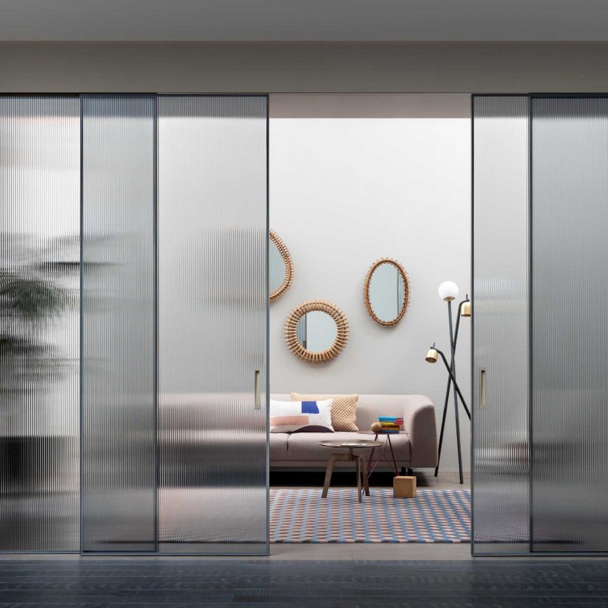 Shoin sliding doors across a contemporary living room