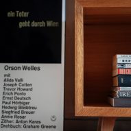 Corner of console with book spines