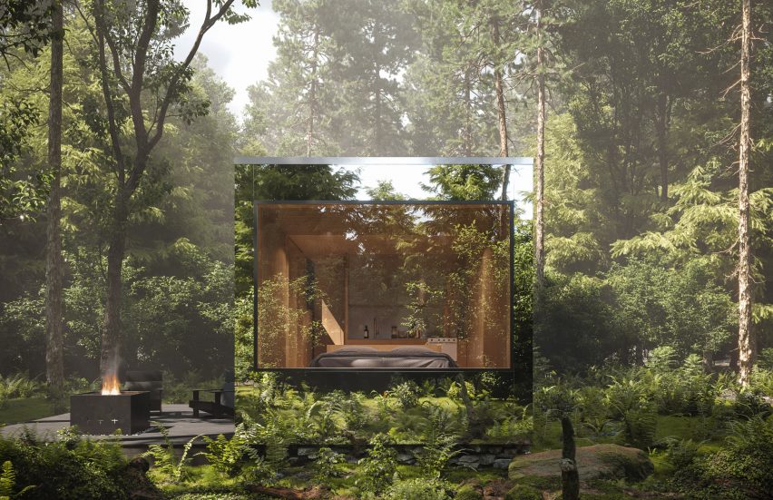 arcana mirrored cabins canada architecture leckie studio aruliden dezeen 2364 col 2 852x551 - Ngôi nhà cabin vô hình hòa vào thiên nhiên cây cối trong khu rừng ở Canada