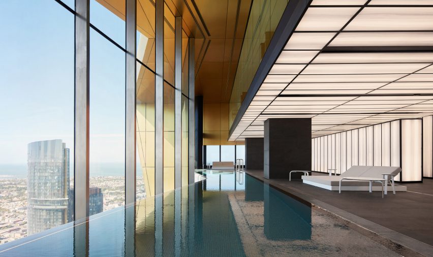 An infinity pool overlooks Melbourne by