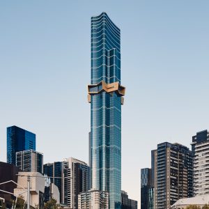 Australia 108 skyscraper punctuated by cantilevered golden star
