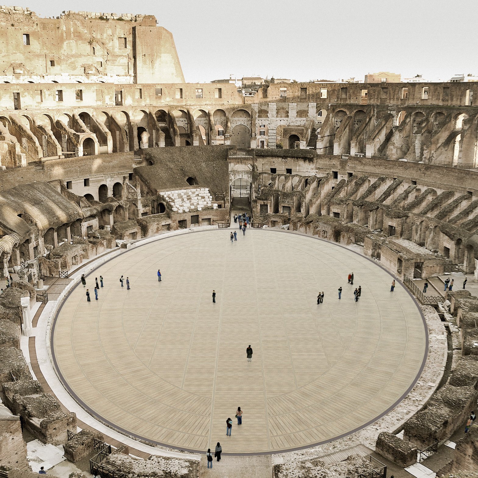 Colosseum's retractable floor by Milan Ingegneria