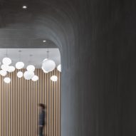 Pendant lighting was used in shared spaces