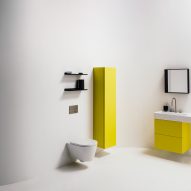 Yellow bathroom cabinetry