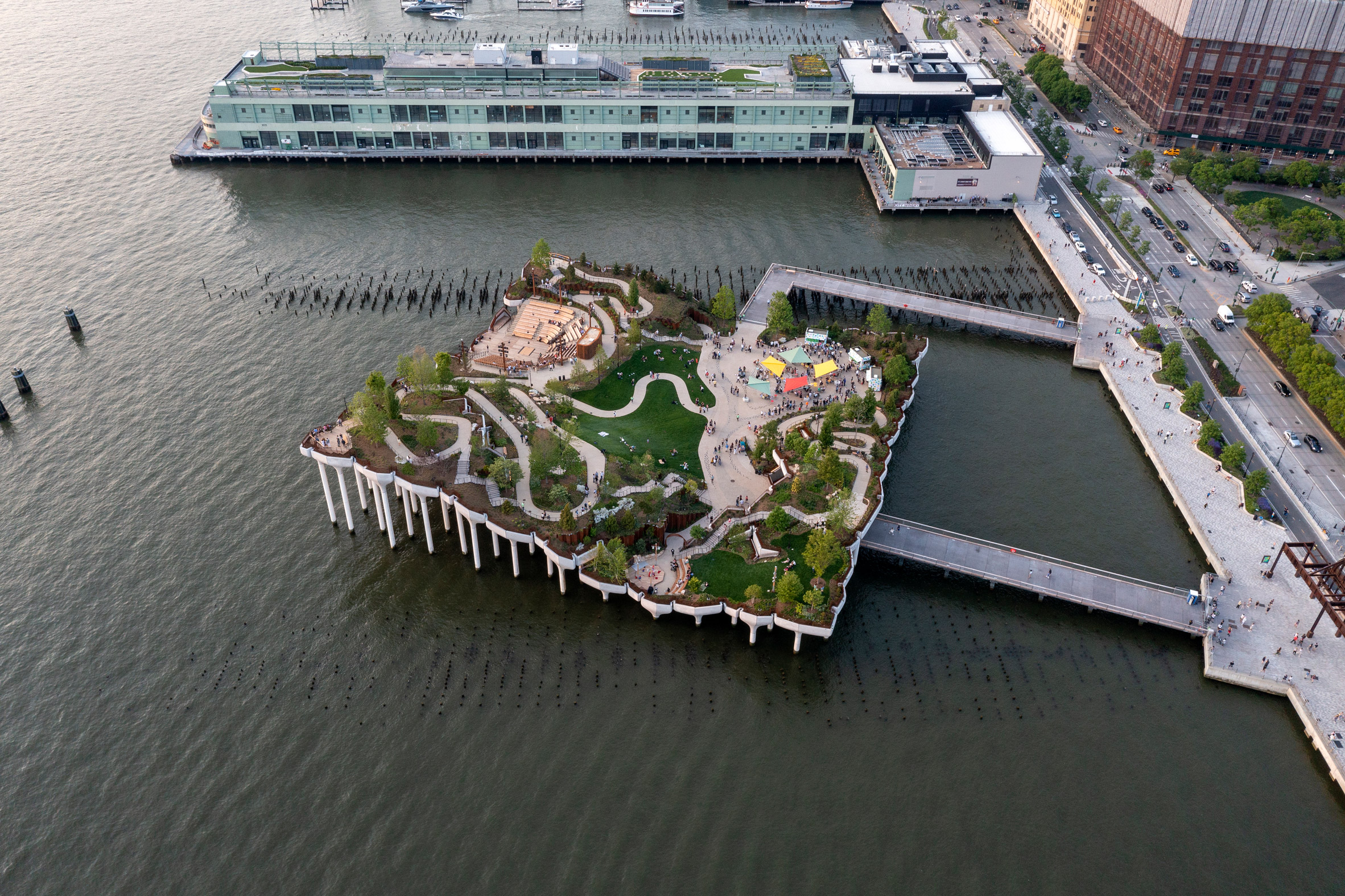 Little Island over the Hudson River in New York