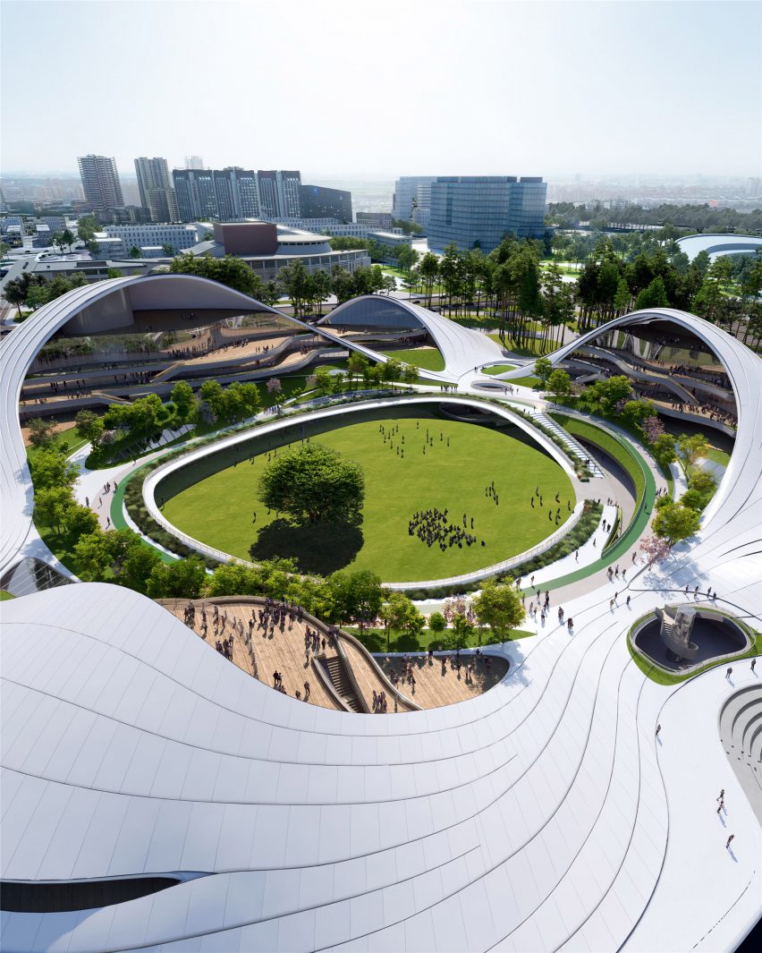 The Jiaxing Civic Centre will be topped by a continuous roof