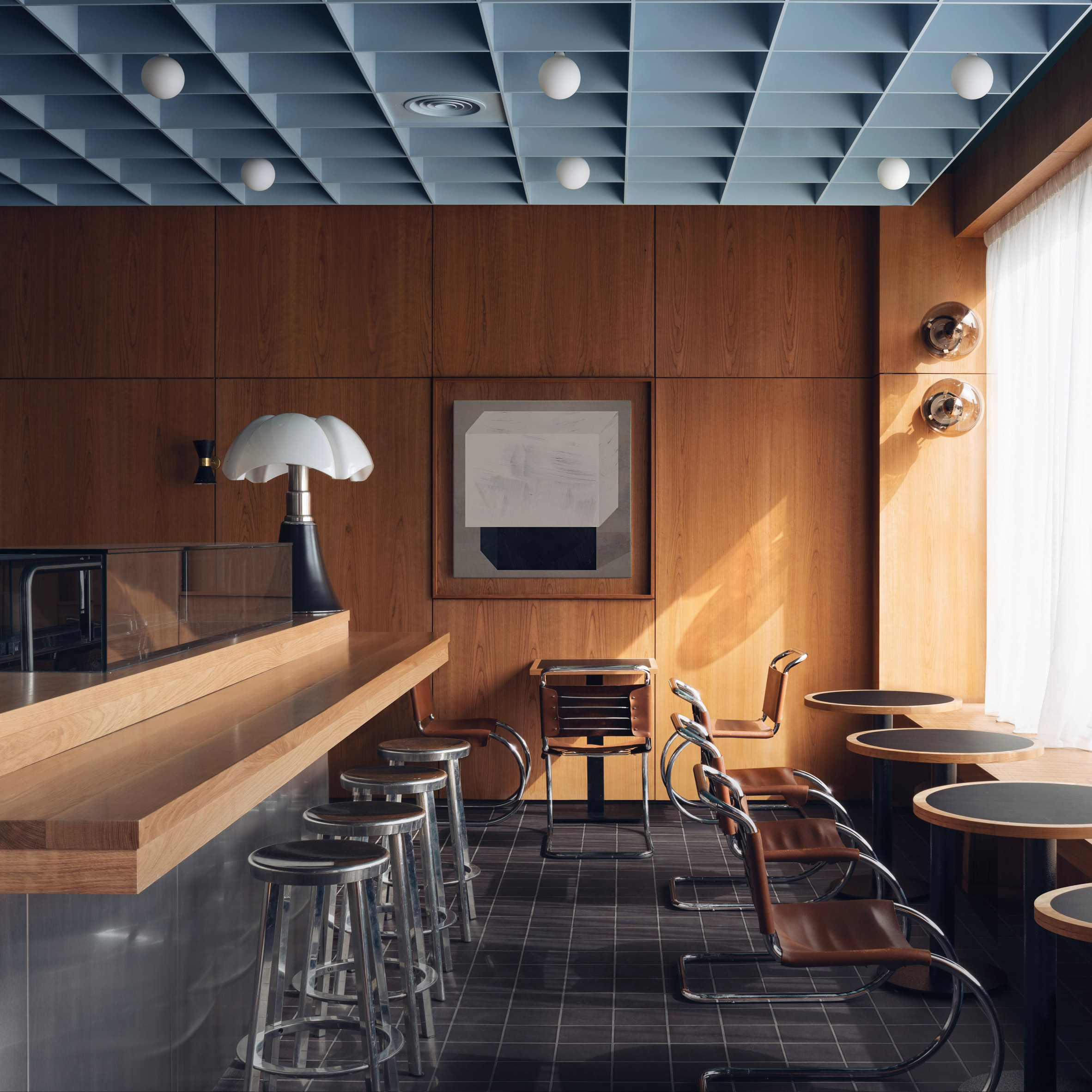futuristic interior design cafe