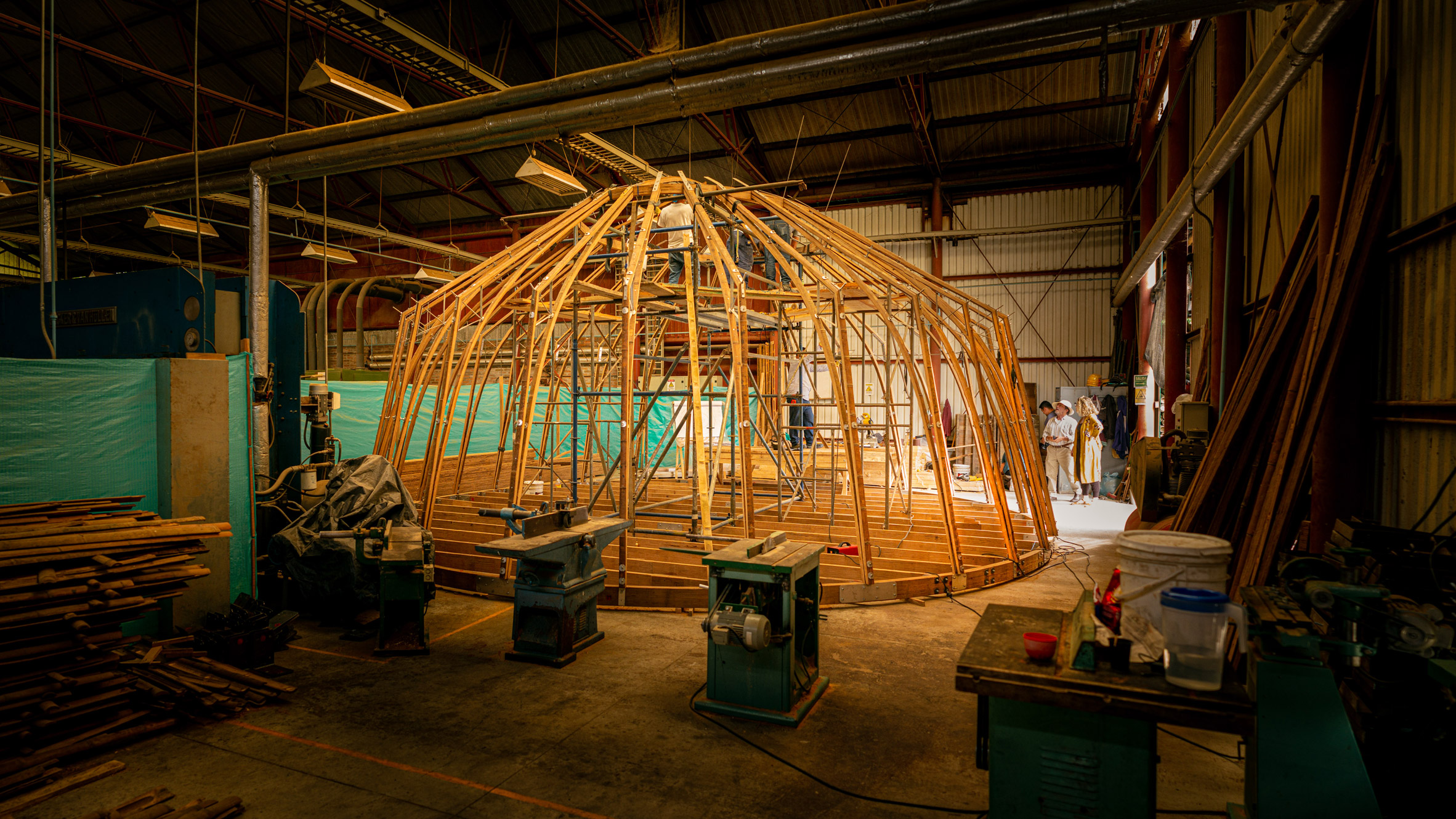 Bamboo structure of The Majlis at Venice Architecture Biennale