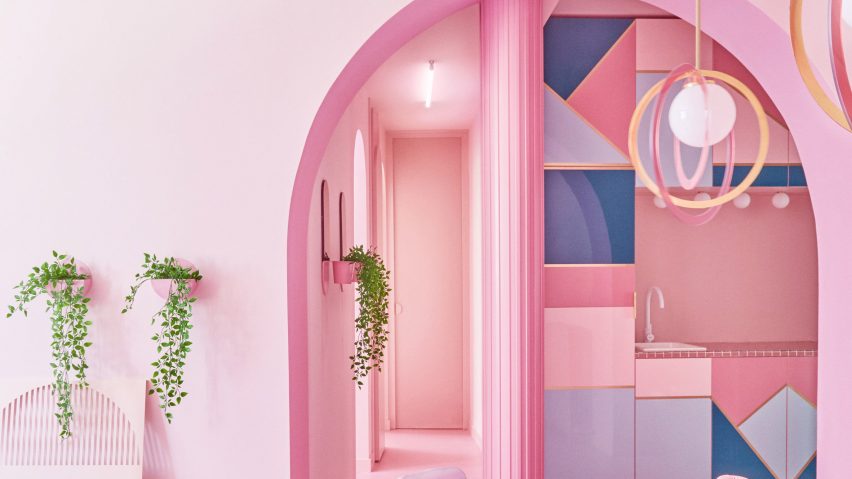 Pink Spanish apartment