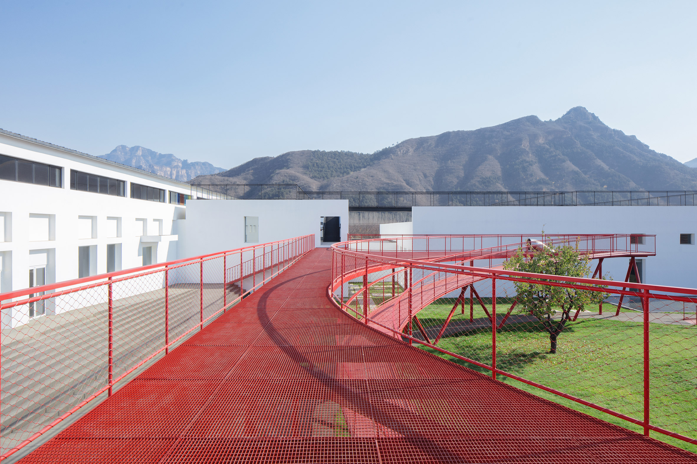 An elevated walkway at a youth centre in China
