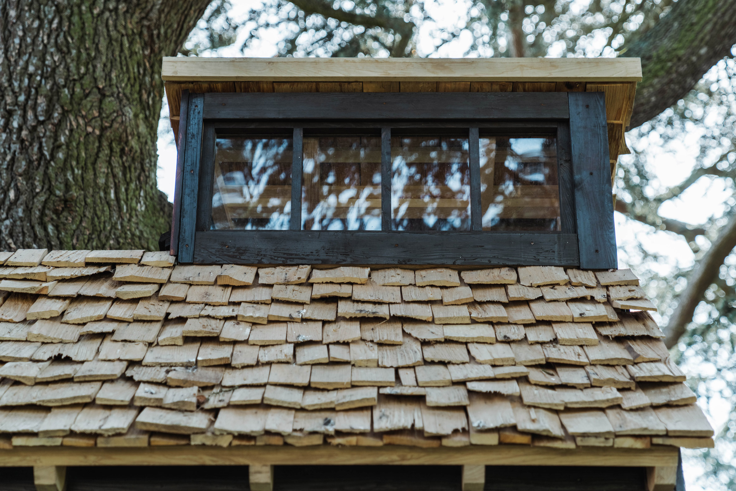 Roof shingles made of cleft wood shakes