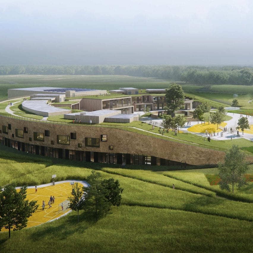 Henning Larsen begins construction on sustainable school with walkable roof