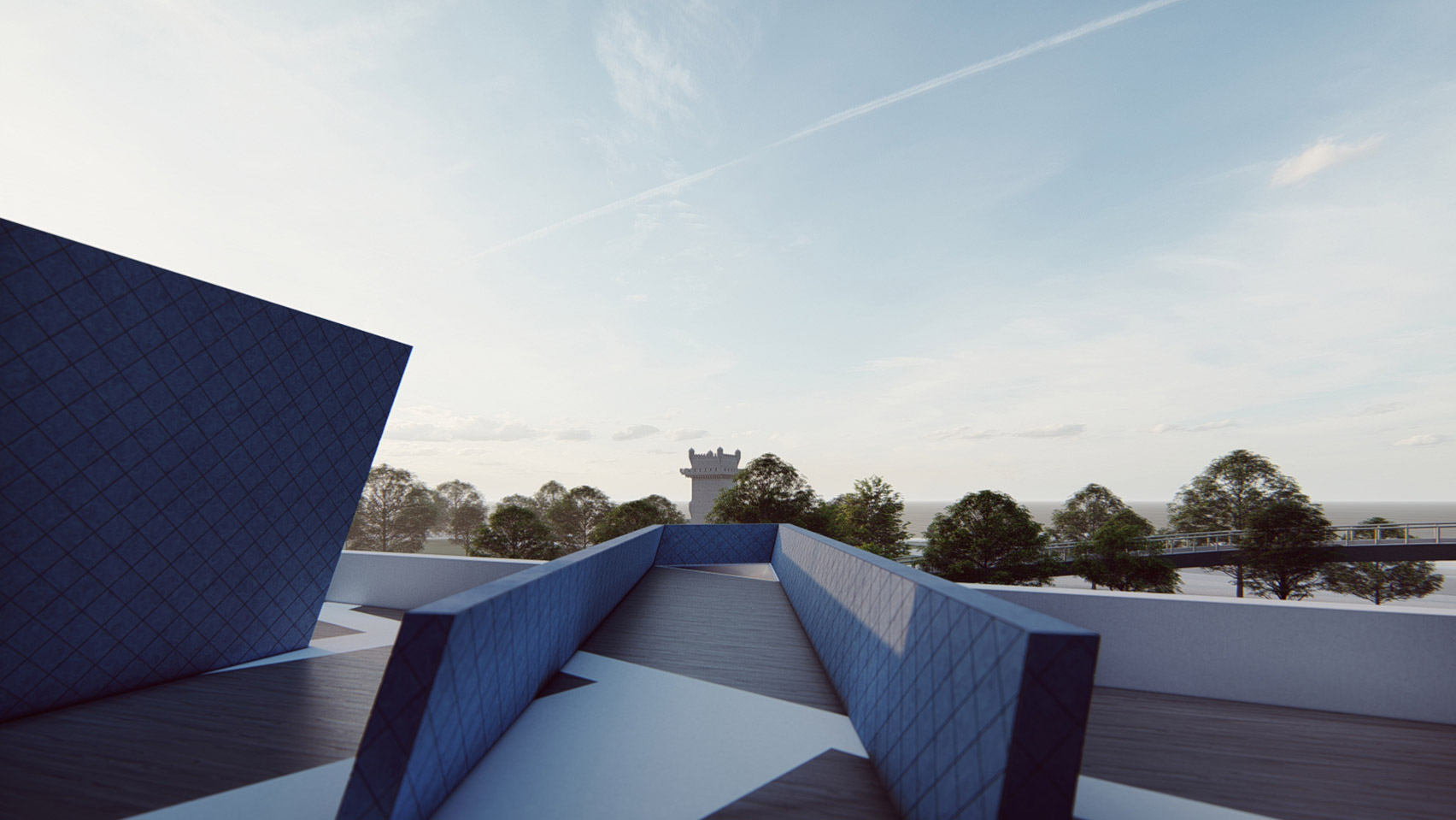 A visual of a museum roof terrace